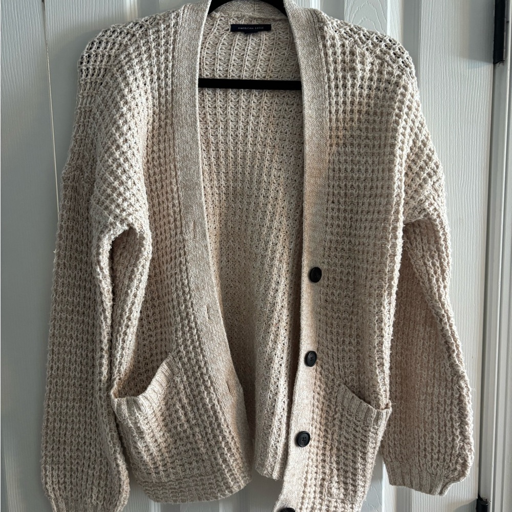American Eagle Outfitters Beige Knit Cardigan